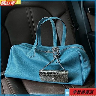 大容量托特包包女2024新款高級感荔枝紋保齡球波士頓包單肩公文包