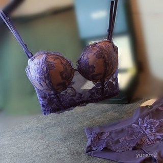 性感法式高端內衣軟鋼圈小胸聚攏文胸套裝美背薄款大胸上託防下垂