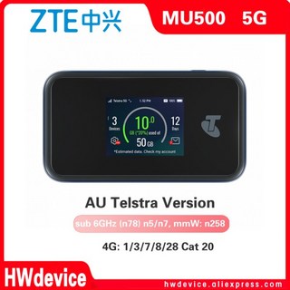 잠금 해제된 ZTE MU500 Telstra 5G Wi-Fi Pro 모바일 핫스팟 mmWave RJ45 랜 포트 4G LTE Cat20 탑재