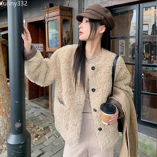 2024秋冬新款皮毛一體獺兔毛大衣寬鬆短款慵懶風皮草毛毛外套