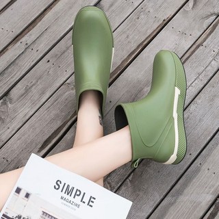 韓版時尚成人中筒雨鞋 四季外穿舒適廚房雨靴 加絨保暖馬丁靴女款