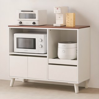 퍼니하우스 뮤아 1000 수납 렌지대 1000 방문설치, 화이트(멀바우 상판), 2단