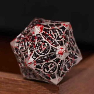 COC跑團骰子金屬骰子 TRPG多面克蘇魯DND骰子, 1個, 血跡尖角尖角20面