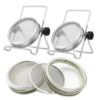 寬口不鏽鋼發芽玻璃瓶 梅森罐 發芽種子套件組，含濾網篩網支架，輕鬆在家DIY健康芽菜, 白色支架, 1個