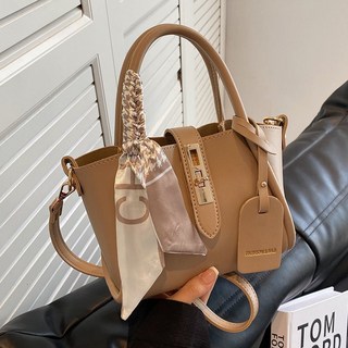 多功能斜挎包 手提水桶包 質感百搭 時尚簡約, 卡其色