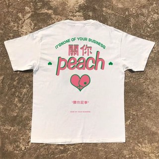 【California Factory】關你peach T恤，柔軟舒適，簡約設計，俏皮可愛, 黑色,M