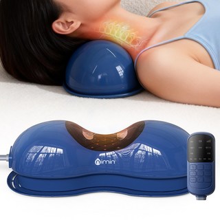 nimin 저주파 EMS 목 마사지기 안마기 3D 공기압 에어리프트 경추 스트레칭 마사지 및 온열 레드라이트 기능, 네이비, KL-550
