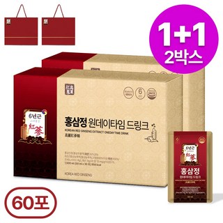 1+1특가 명절선물 홍삼정 6년근 프리미엄 골드 쇼핑백 포함, 60개, 50ml