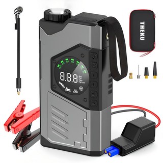 CCAGU 자동차 배터리 점프스타터+스마트 점프 케이블+타이어 공기압 주입기+대용량 배터리 일체형, 10000mAh, 1세트