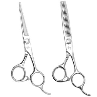 야마조 미용가위 스텝컷 실속형 미용입문용 미용초보 실습용 국가고시용 셀프미용 홈케어 코발트, 1개, 2종 세트 블런트 5.5인치, 틴닝 30발1홈