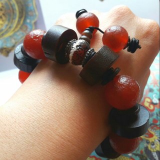 珍藏 未拋光老玉髓 【南紅紅瑪瑙石手盤珠】16mm