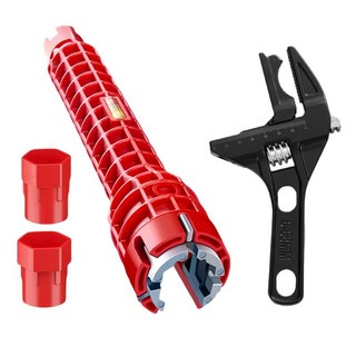 tinduo 세면대 멀티 렌치 싱크대 렌치 수도관 파이프 8in 1+몽키 스패너, 1세트