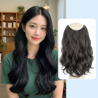 SEVOREN 헤어맛집 레이어드컷 c컬 볼륨 헤어피스 긴머리 붙임머리 50cm, 1개, 내추럴 블랙