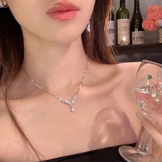 台出精品 S925銀V形微鑲鋯石項鏈 女新款ins輕奢時尚小衆設計高級感百搭飾品