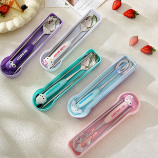 반이앤코 수저세트 산리오 수저 스텐수저케이스세트 스텐수저 1+1, 2세트, 시나모롤, 시나모롤