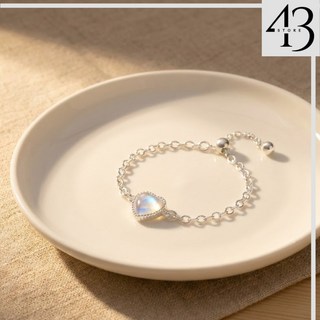 月光石愛心銀戒指