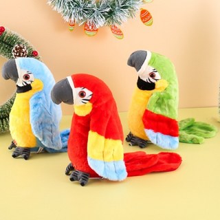 電動毛絨玩具鸚鵡 錄音學說話 扭動扇翅膀, 鸚鵡 紅色,錄音+唱歌30首, 1個