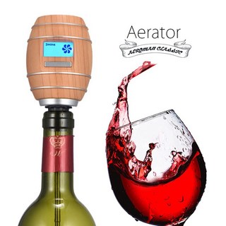 vacu vin 醒酒器醒酒塞，快速紅酒醒酒器，不鏽鋼玫瑰花造型，葡萄酒分酒器, 1個, 木桶LCD注氧醒酒器