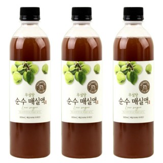 참들애 국내산 100% 무설탕 저당 무당 순수 매실원액 매실청 임산부 매실액, 3개, 500ml, 3개
