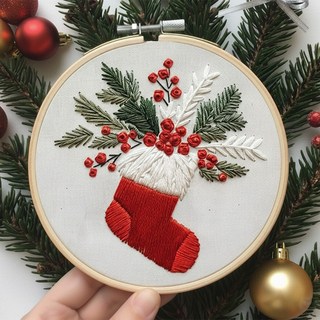 일상플랜 프랑스 자수 크리스마스 DIY 세트, 1개, C type (15x15cm)