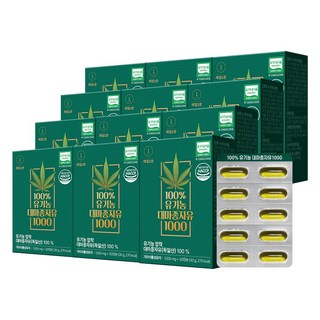 매일1분 100% 유기농 대마종자유 식약청인증 1000 냉압착 캡슐, 12개, 30정