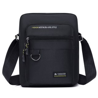 2025新款時尚休閒男士斜跨包 多層防水牛津布收錢包 潮流男包單肩包, 黑色