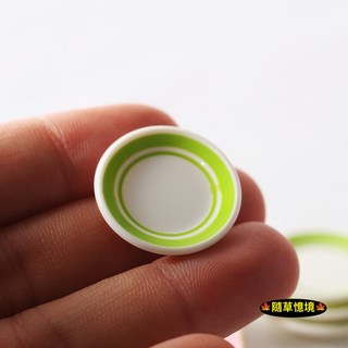 隨草憶境（超值3色5入）迷你仿真彩色餐盤碟子組，BJD袖珍食玩微縮模型, 5盤入（青綠色）