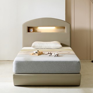 알파침대 헤이즐 LED 가죽 평상형 침대프레임, 연그레이