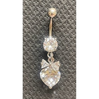 C18 現貨 新款 甜美心願 愛心蝴蝶結肚臍環 愛心 蝴蝶結 粗針 肚臍釘 醫用鋼, 1個