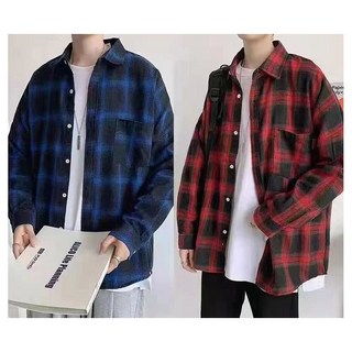 1+1 남성 빈티지 체크 셔츠 봄가을 루즈핏 남자 코트 캐주얼 코디 긴팔 남방 패션 상의 YHY