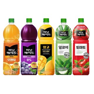 미닛메이드 오렌지 + 토마토 + 포도 + 망고 + 알로에 총 5개 1.5L PET 주스