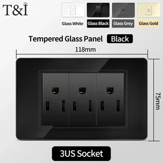 미국산 블랙 강화유리 16A 2구 조명 스위치 118x75mm 플러그 USB C타입 고속 충전 118 시리즈 멕시코 벽면, 03 Glass White, 16 3US