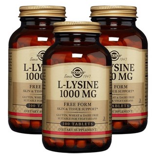 SOLGAR L-離胺酸無麩質素食補充錠 1000mg, 100顆, 3罐
