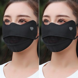 防紫外線麵罩 防曬口罩 護臉罩 透氣冰絲口罩 遮陽麵罩 抗uv 立體防曬 冰絲麵罩, 黑色+黑色,透氣防曬口罩