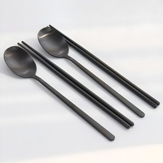 파격사은품 지제이 무광 수저 2인세트, 크롬블랙, 2세트, 숟가락+젓가락