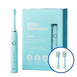 [치과약국판매] 프로벨 음파전동칫솔 저자극 방수 1년무상A/S 칫솔모2개포함, 1개, 민트, 화이트테라픽