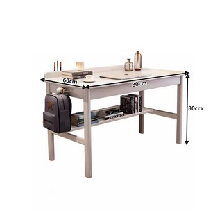 簡約學生書桌，附帶置物架，穩固耐用，寬敞桌面，提升學習效率, 白色