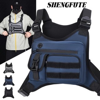 多功能戰術背包背心 機能運動休閒馬甲工裝, 1個, 藍色