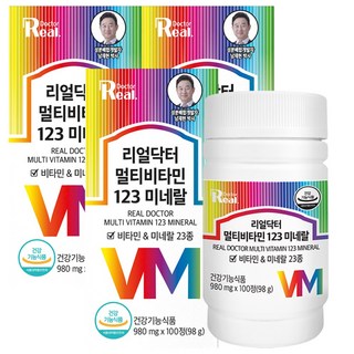 리얼닥터 멀티비타민미네랄 123 비타민K 일일섭취량 100% 국내최대함량 1일 1정 22종 비타민미네랄 100% 충족 목 넘김이 좋은 사이즈 980mg x 100정, 3개