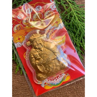 畫意坊 金箔財神爺 帶來好運金幣好運繁榮 壓克力 長壽幸福財富五福門財神幣佛像, 1個, 祿財神爺