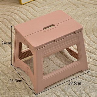 加厚摺疊式凳子 便攜家用戶外露營馬紮釣魚塑料板凳兒童成人矮凳, 成人款奶油粉24cm坐高承重238斤配防, 1個