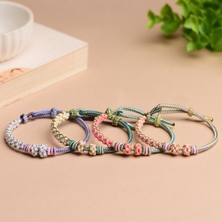 招桃花手繩手鍊 桃花結手繩 可穿珠吊墜DIY 好運紅繩手鍊