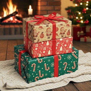 리아무아 크리스마스 포장지 선물 종이, 1세트, C타입