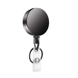 伸縮識別證帶 黑色 伸縮鑰匙圈, 金屬易拉扣, 1個