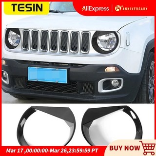 지프 레니게이드 램프 후드 헤드라이트 장식 커버 16-18 호환, Black