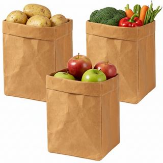 루크루리 페이퍼백 크라프트 냉장고 정리 다용도바구니 방수 정리함, 3개, 브라운