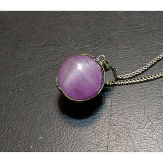 16mm 粉紅拉絲強貓眼 天然 水晶皇后 紫鋰輝石 (孔賽石) 轉運珠吊墜(1) (HD影像), 1個