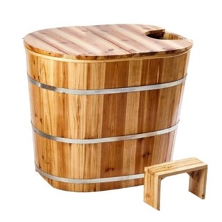 1인 욕조 반신용 가정용 사우나 미니 간이 나무 히노끼 성인용 소형 바디 케어 욕실 이동식, 장부 커버 증기기관
