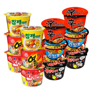 오뚜기 농심 삼양 맵부심 용기컵라면 시리즈 6종 12개입 (진라면 매운맛2 + 열라면2 + 신라면2 + 불닭볶음면2 + 간짬뽕2 + 참깨라면2), 1세트