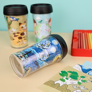 오늘놀이 DIY 미니 텀블러 꾸미기 키트 230ml 학습용 컬러링 도안 3종 택1 환경교육 색칠 놀이, 명화, 1개